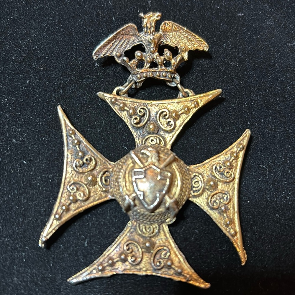 Vintage Heraldic brooch with eagle and crest or arms